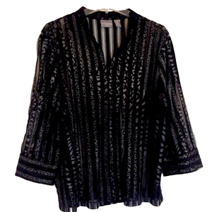 CHICOS TRAVELERS Sz 3 16-18 ZIP UP Lightweight Jacket Pit to Pit 24 1/2" Preworn